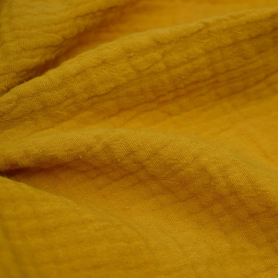 Omfloerst garen Geverfte Gele 130GSM Gauze Fabric Crinkle Double Gauze-Stof