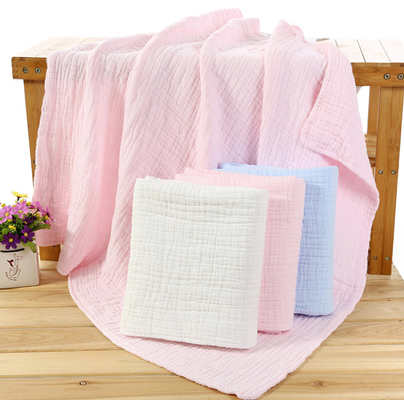 120X120 6 Lagen Roze Bamboe Katoenen Gauze Fabric No Fluorescent Agent