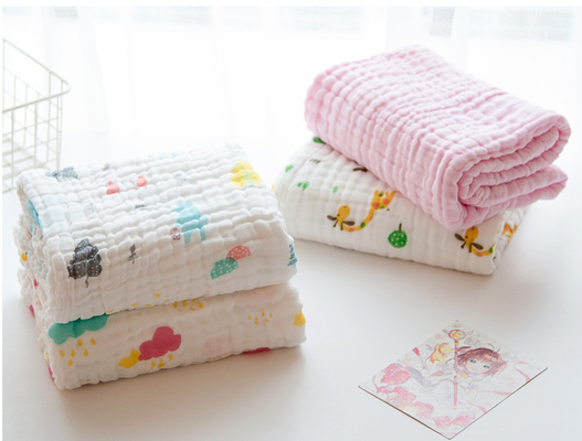 Roze Vervende Natuurlijke Gauze Fabric Multilayer-de Jonge geitjesdeken van de jaren '40210gsm Lente