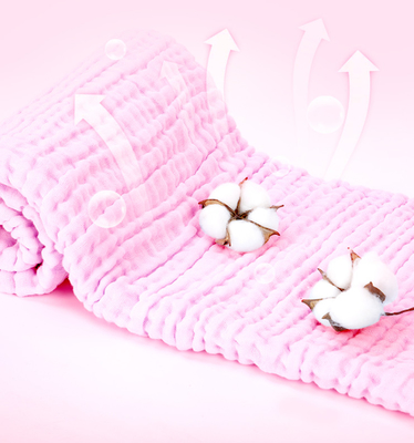 Roze Vervende Natuurlijke Gauze Fabric Multilayer-de Jonge geitjesdeken van de jaren '40210gsm Lente