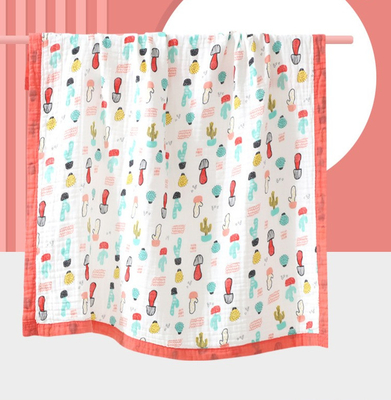 100% katoenen jaren '40 Gedrukte het Beeldverhaal van 4 Laaggauze fabric baby swaddle blanket