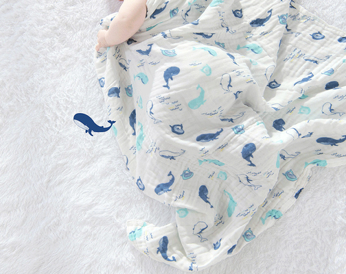 110X110 jaren '40 Zes Laag Gedrukte het Katoenen Speekselhanddoek van Gauze Fabric voor Babys