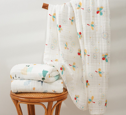 Gekamde Katoenen Multilayer Kreuk Gauze Blanket Soft Gauze Fabric