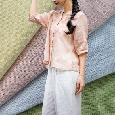 220 GSM ademend kreukbestendig linnen rayonstof voor blouses en overhemden