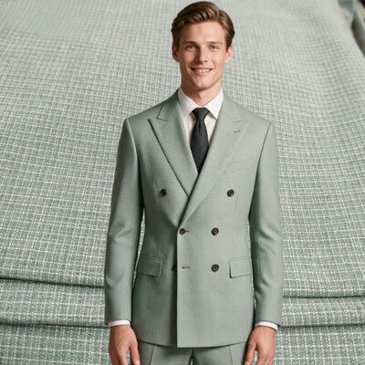 240 gram TR Suiting Stof met subtiel checkpatroon - 85% Polyester 11% Rayon 4% Spandex Uniform Stof
