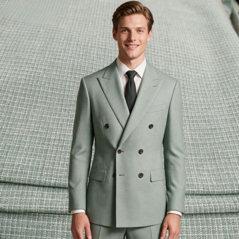 240 gram TR Suiting Stof met subtiel checkpatroon - 85% Polyester 11% Rayon 4% Spandex Uniform Stof